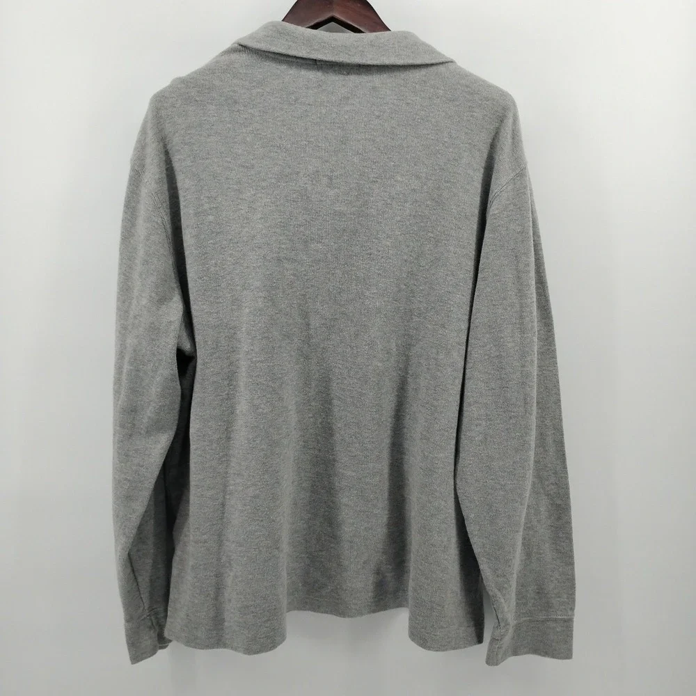 Polo Ralph Lauren Sweater Mens XL Grey Cotton 1/4 Zip Pullover Estate Rib